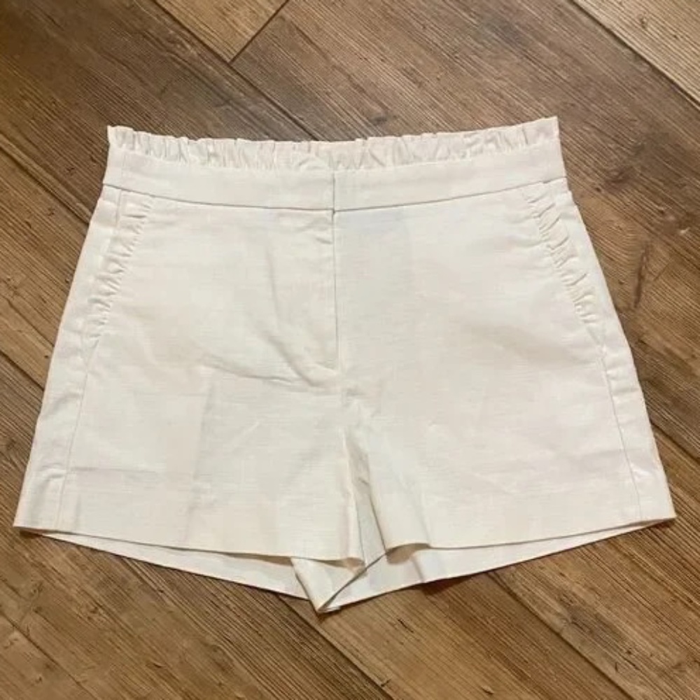 J Crew Ruffled Ivory White Summer High Waist Shorts 2 NWT! Brand New! Adorable!